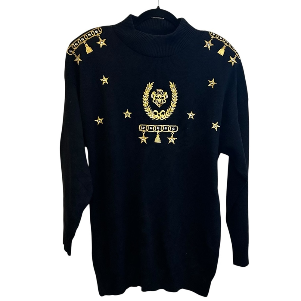Vintage Aftershock Military Inspired Black Cotton Sweater Size M
